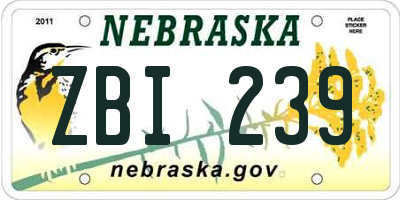 NE license plate ZBI239
