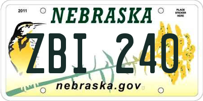 NE license plate ZBI240