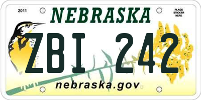 NE license plate ZBI242