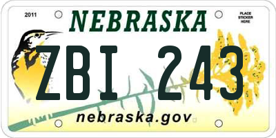 NE license plate ZBI243