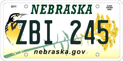 NE license plate ZBI245