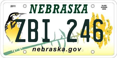 NE license plate ZBI246