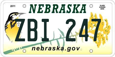 NE license plate ZBI247