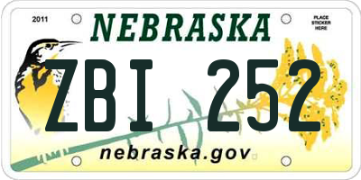 NE license plate ZBI252