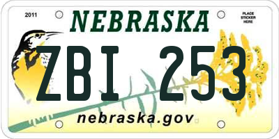 NE license plate ZBI253