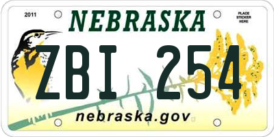 NE license plate ZBI254