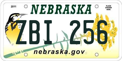 NE license plate ZBI256