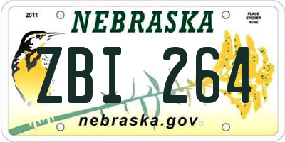 NE license plate ZBI264