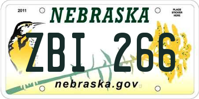 NE license plate ZBI266