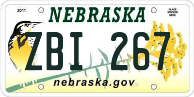 NE license plate ZBI267