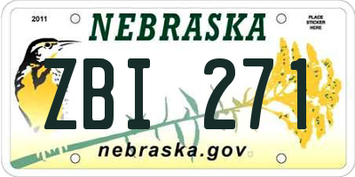NE license plate ZBI271