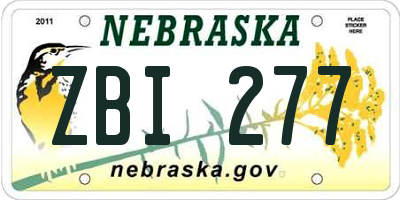 NE license plate ZBI277