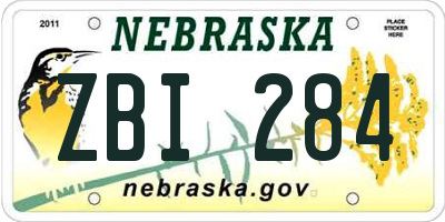 NE license plate ZBI284