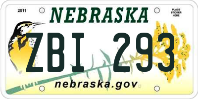 NE license plate ZBI293