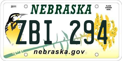 NE license plate ZBI294