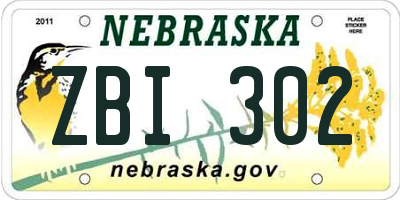 NE license plate ZBI302