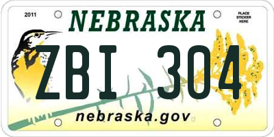 NE license plate ZBI304