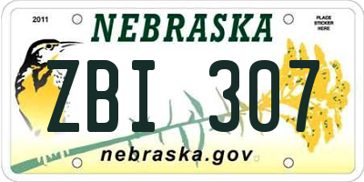 NE license plate ZBI307