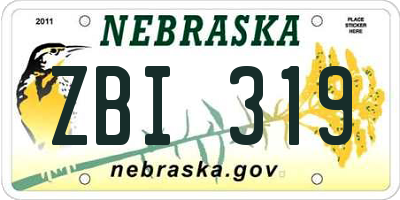 NE license plate ZBI319