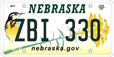 NE license plate ZBI330