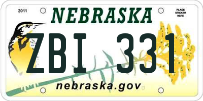 NE license plate ZBI331