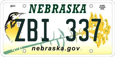 NE license plate ZBI337