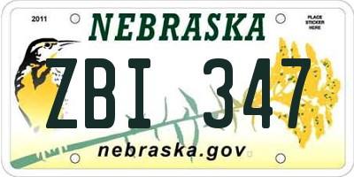 NE license plate ZBI347