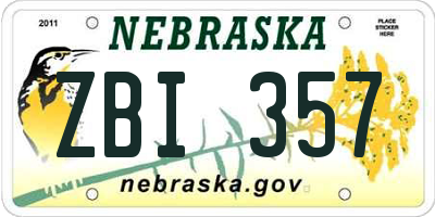 NE license plate ZBI357