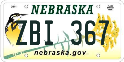 NE license plate ZBI367