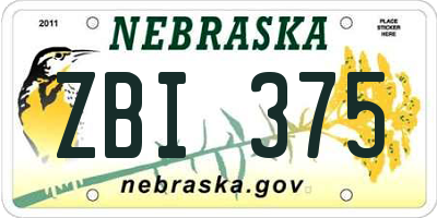 NE license plate ZBI375