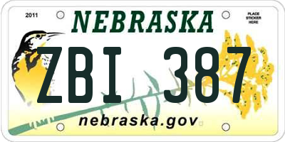 NE license plate ZBI387