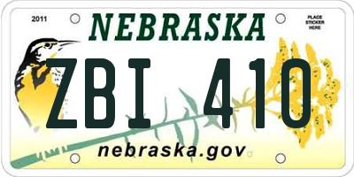 NE license plate ZBI410