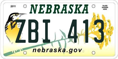 NE license plate ZBI413