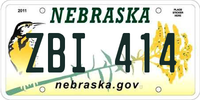 NE license plate ZBI414