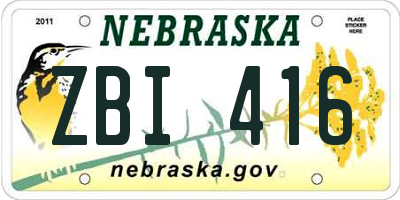 NE license plate ZBI416