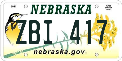 NE license plate ZBI417