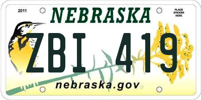 NE license plate ZBI419