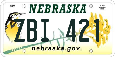 NE license plate ZBI421