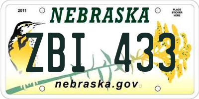 NE license plate ZBI433