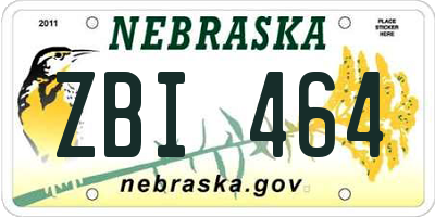 NE license plate ZBI464
