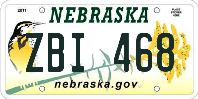 NE license plate ZBI468
