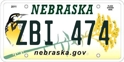 NE license plate ZBI474