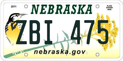 NE license plate ZBI475