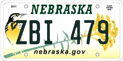 NE license plate ZBI479