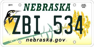 NE license plate ZBI534
