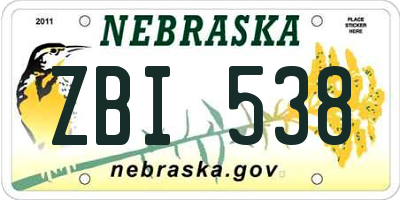 NE license plate ZBI538