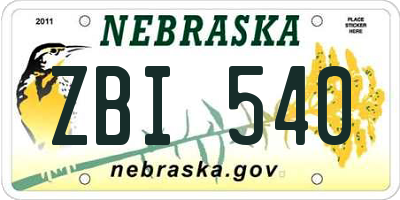 NE license plate ZBI540