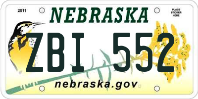 NE license plate ZBI552