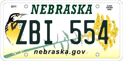 NE license plate ZBI554