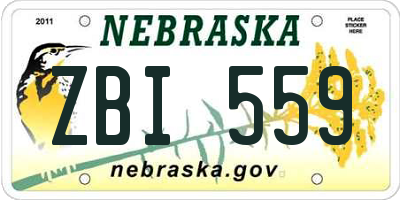 NE license plate ZBI559